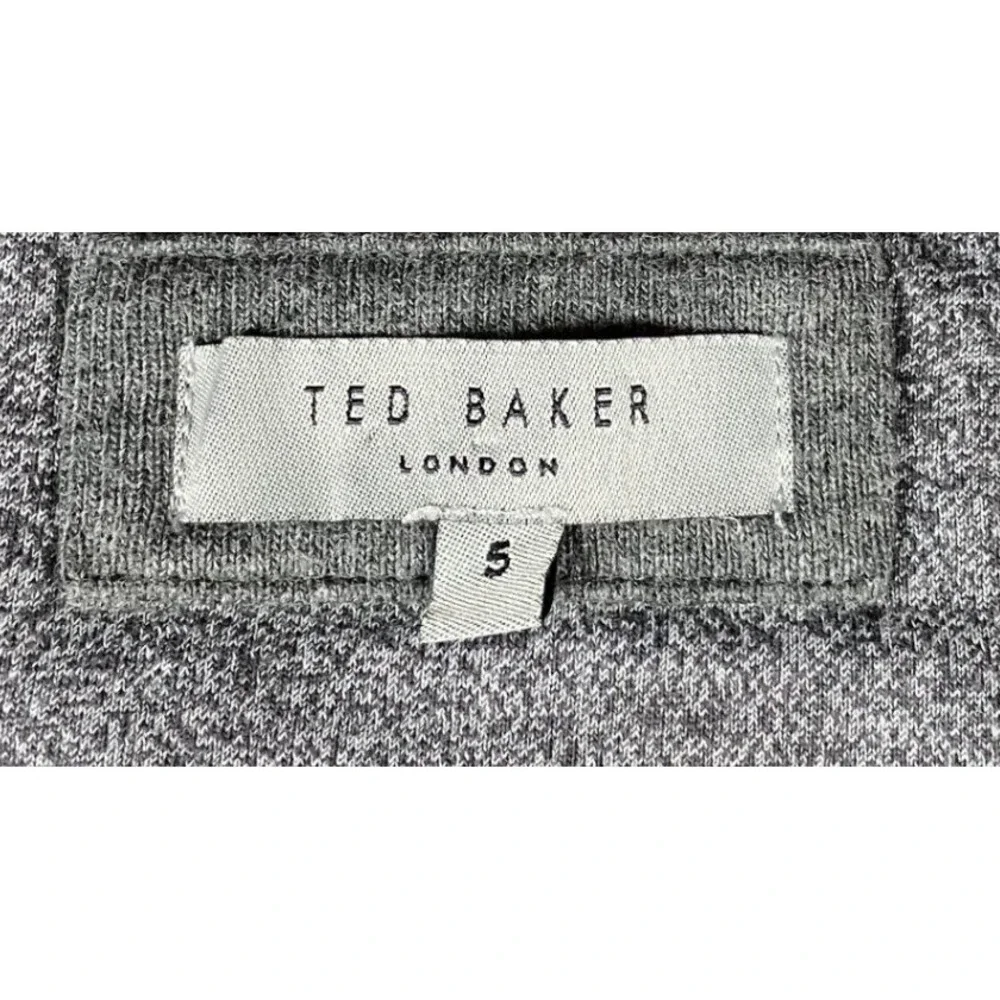 Ted Baker London Mens Grey Ribbed Full Zip Jacket Nylon Yoke Size 5 XL
